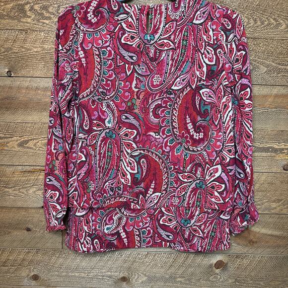 J.Jill Red Paisley Long Sleeve Blouse Size Smal NWT - Picture 3 of 6